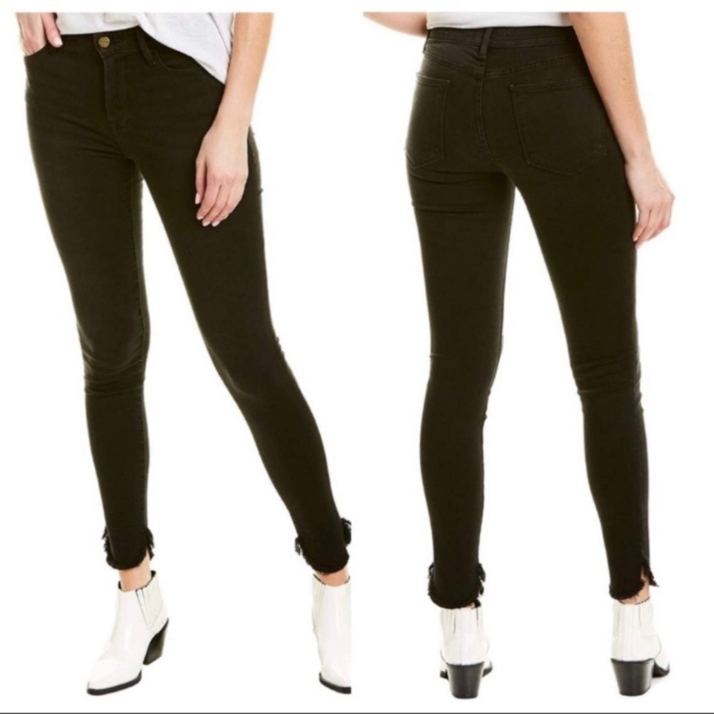 Frame Denim Le High Skinny Black Ankle Frayed Hem Women’s Sz 27